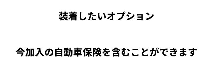 装着したいオプション 今加入の自動車保険を含むことができます