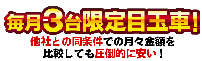 毎月3台限定目玉車